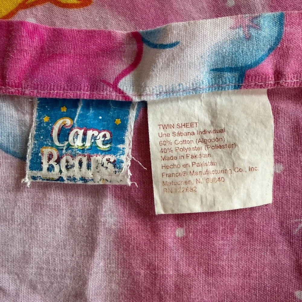 3pc Vintage Care Bears Twin Sheets 2 Flat 1 Fitted Pink Franco Rainbow